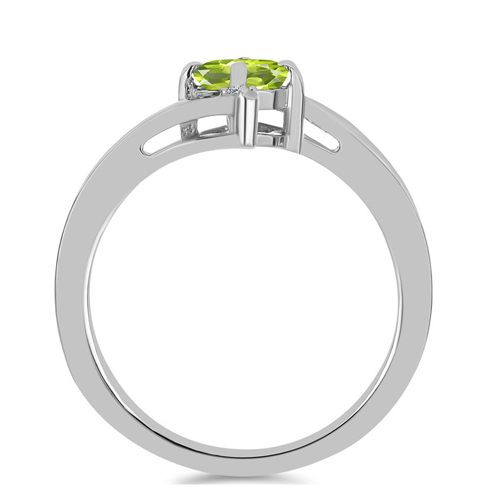 Silberring mit Peridot aus Changbai und weißem Topas
