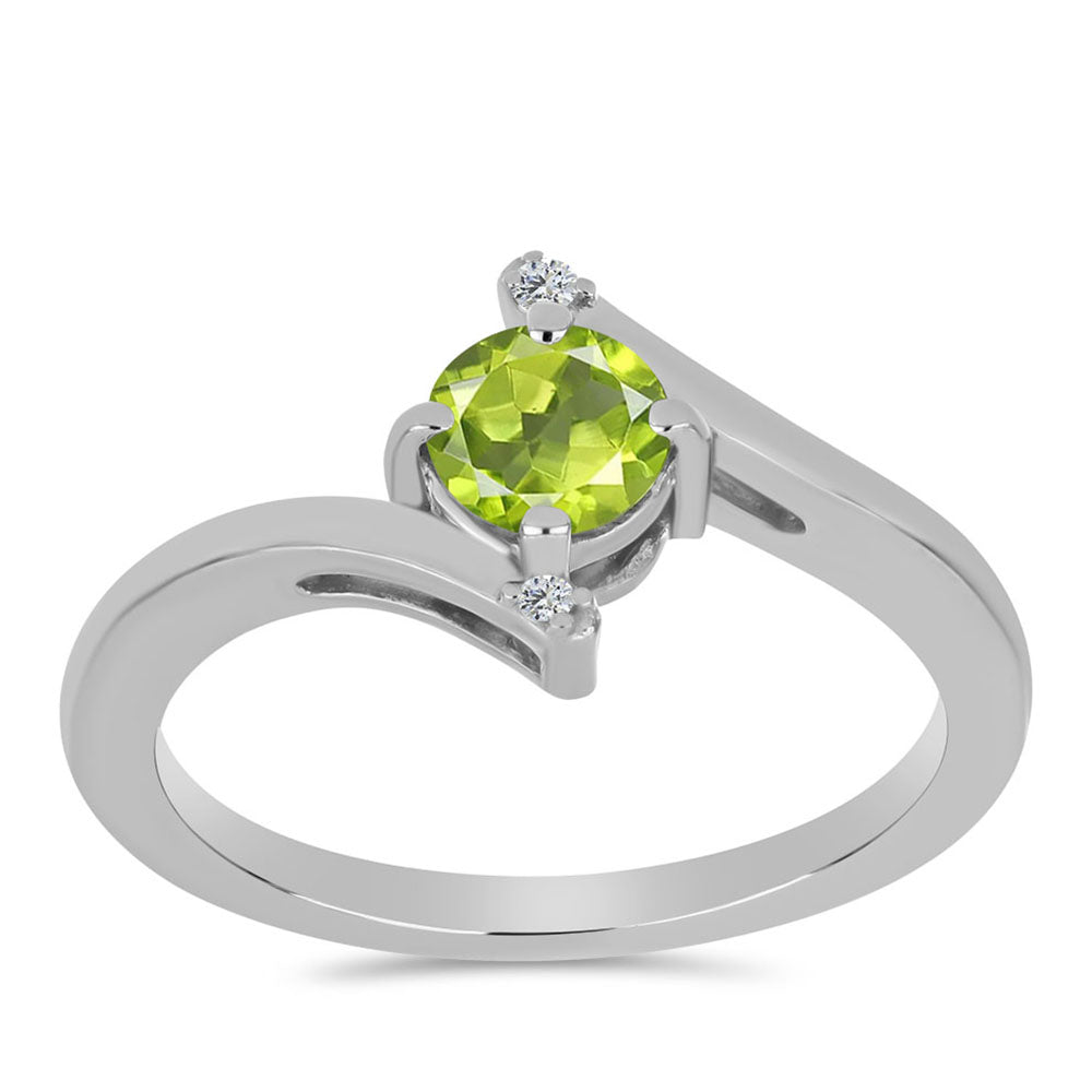 Silberring mit Peridot aus Changbai und weißem Topas