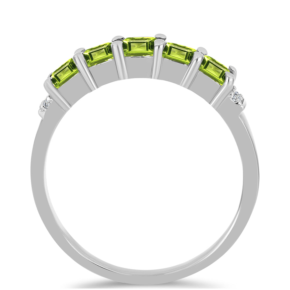 Silberring mit Peridot aus Changbai und weißem Topas