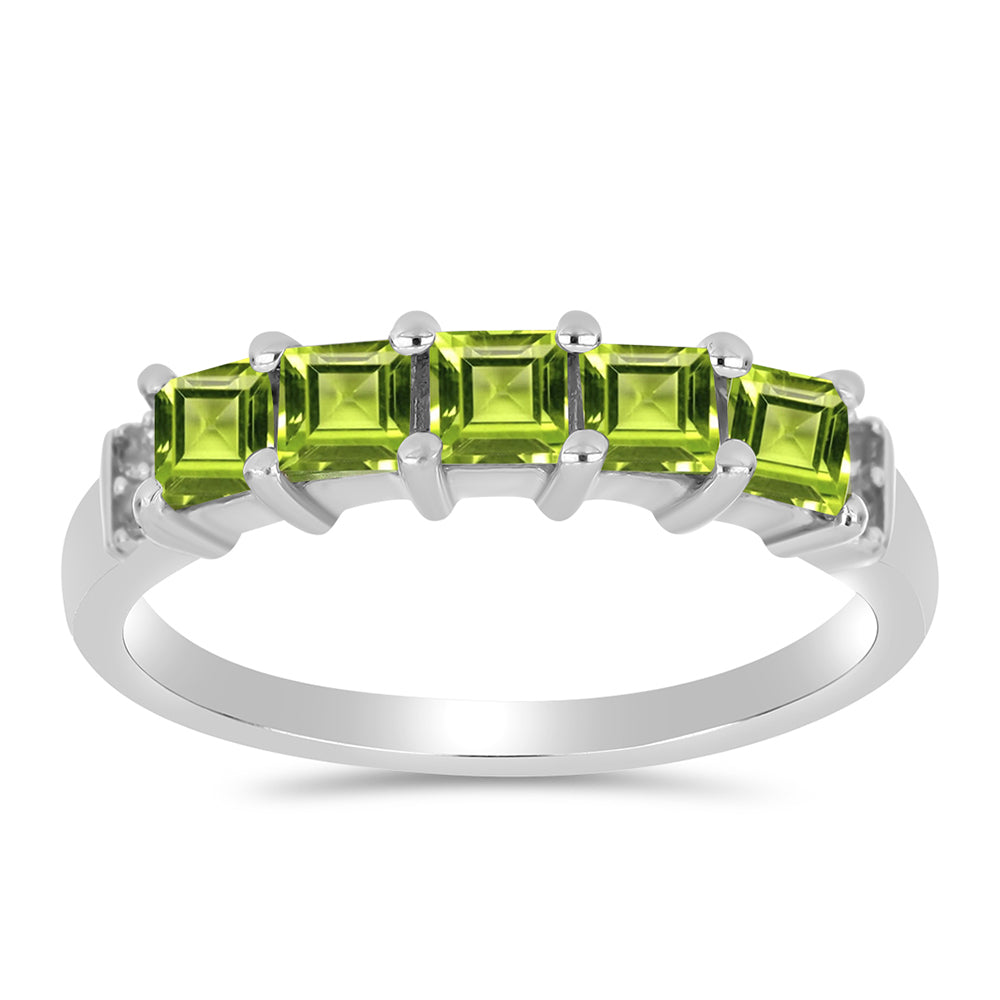 Silberring mit Peridot aus Changbai und weißem Topas