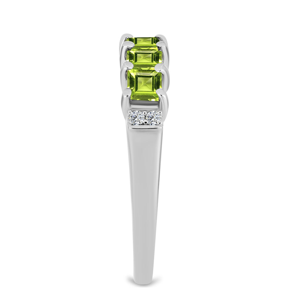 Silberring mit Peridot aus Changbai und weißem Topas