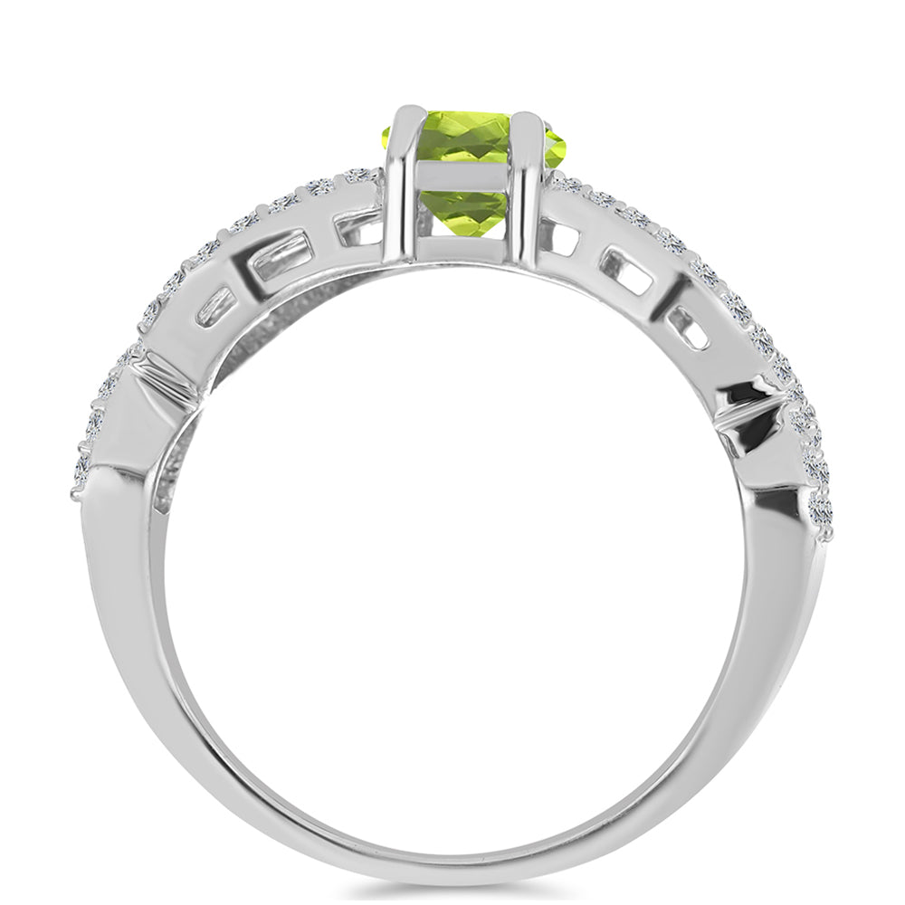 Silberring mit Peridot aus Changbai und weißem Topas