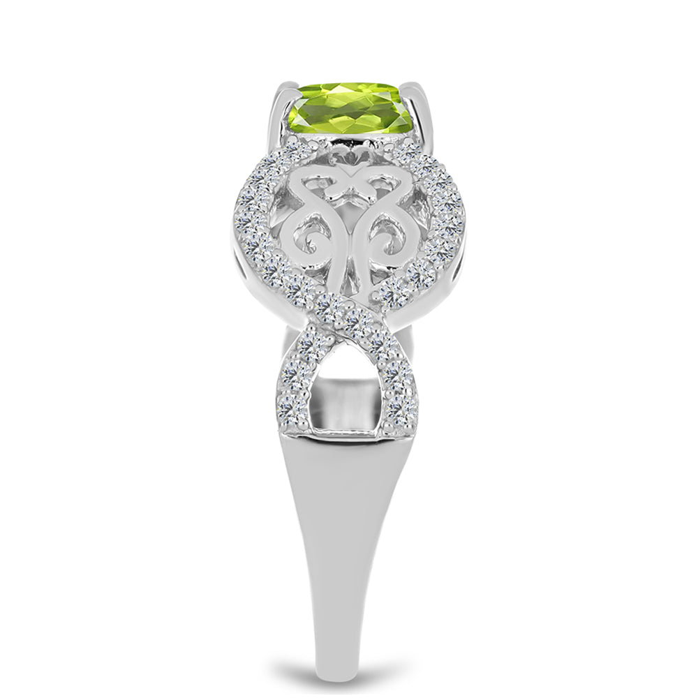 Silberring mit Peridot aus Changbai und weißem Topas