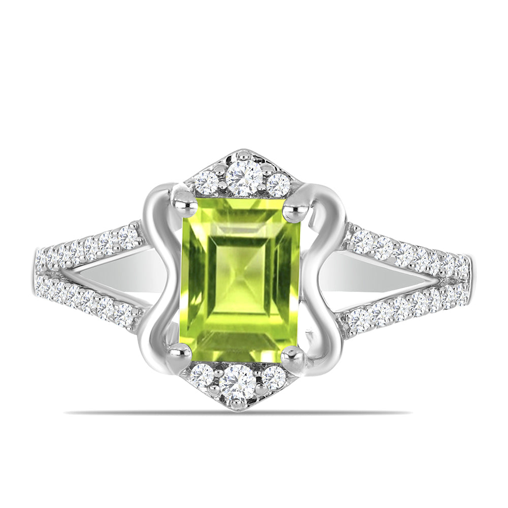 Silberring mit Peridot aus Changbai und weißem Topas