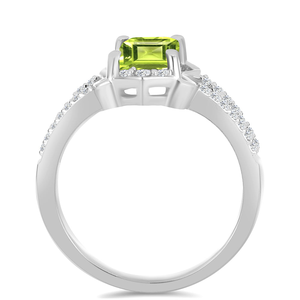 Silberring mit Peridot aus Changbai und weißem Topas
