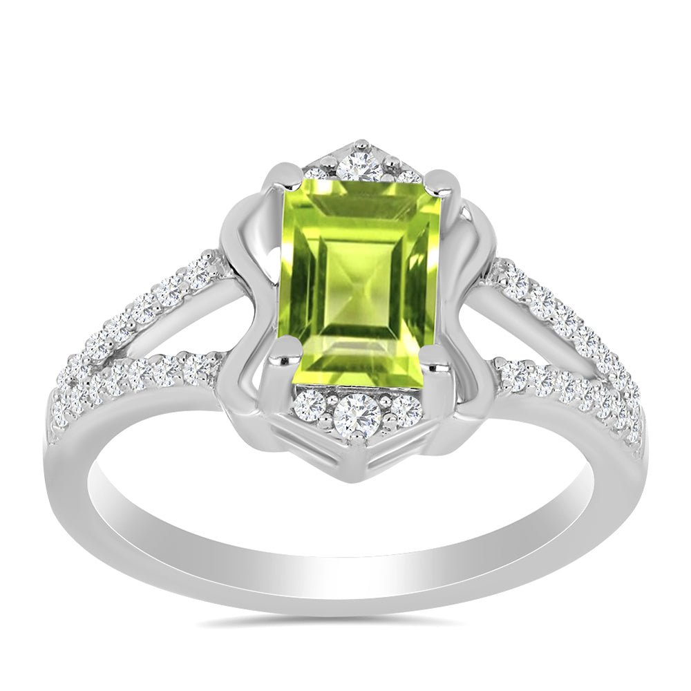 Silberring mit Peridot aus Changbai und weißem Topas