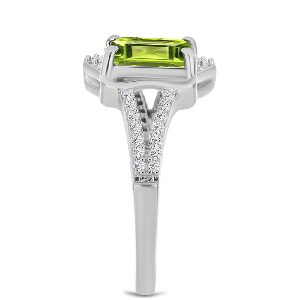 Silberring mit Peridot aus Changbai und weißem Topas