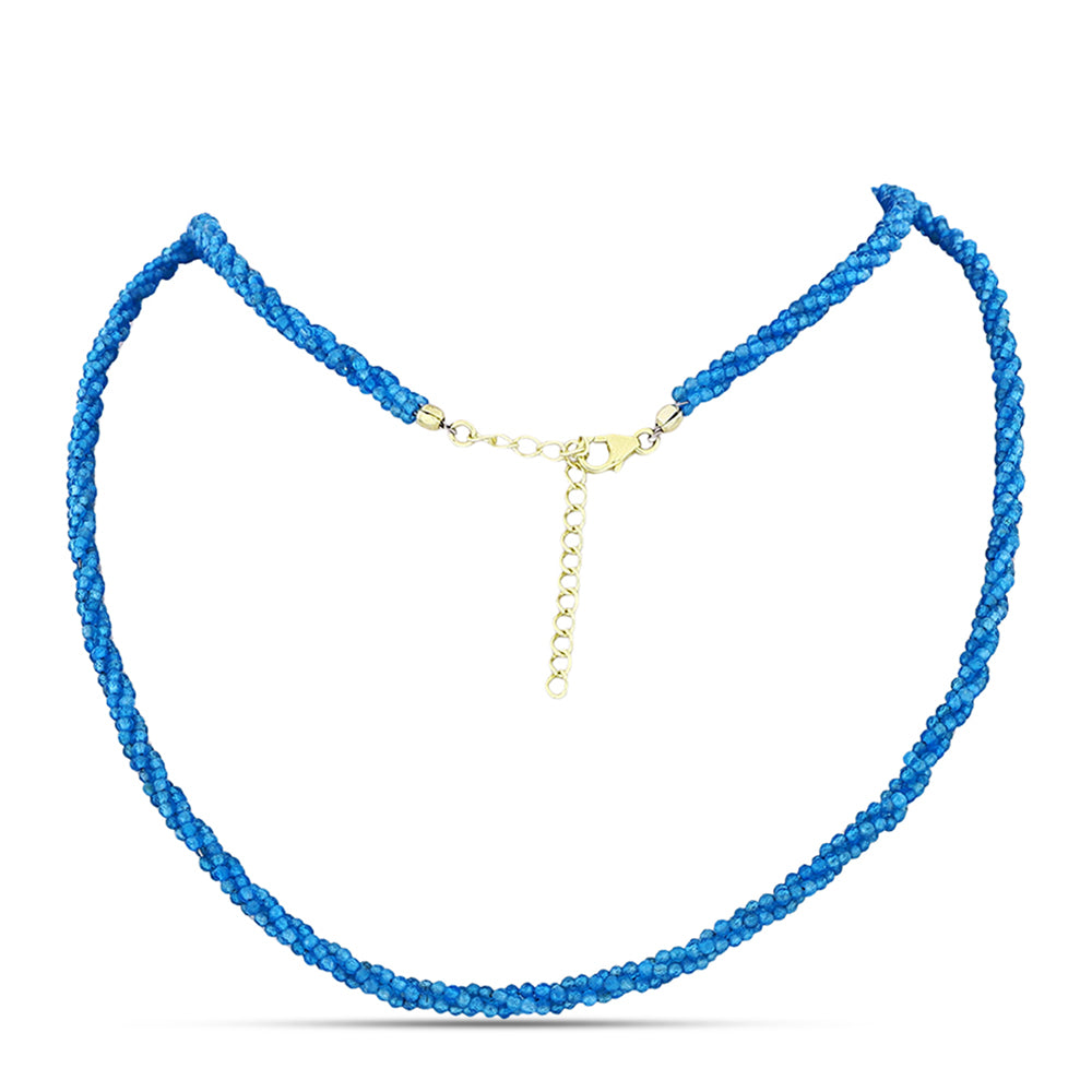 Goldplattierte Silberhalskette mit Paraiba Quarz
