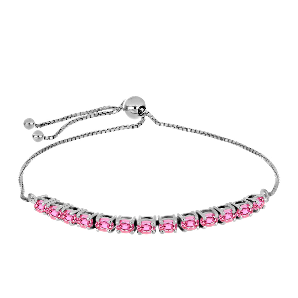 Silberarmband mit rosafarbenem Turmalin aus Pelmadulla