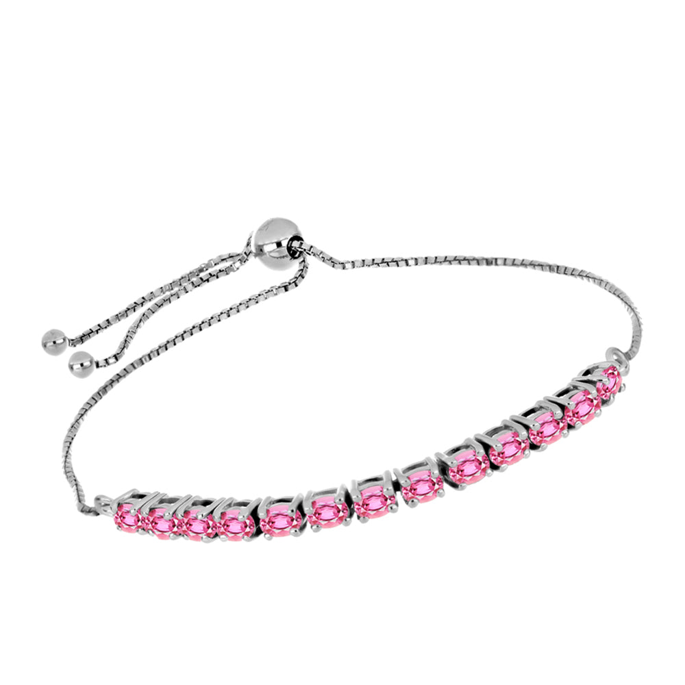 Silberarmband mit rosafarbenem Turmalin aus Pelmadulla