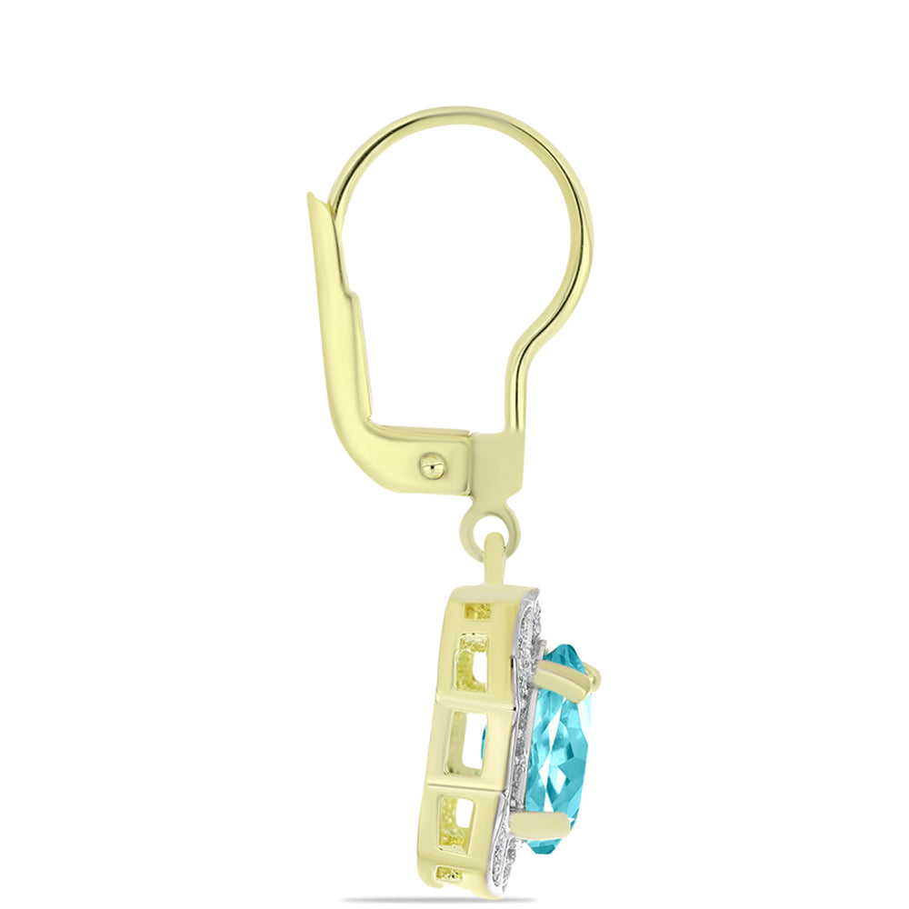 Goldplattierte Silberohrringe mit Paraiba Quarz und weißem Topas