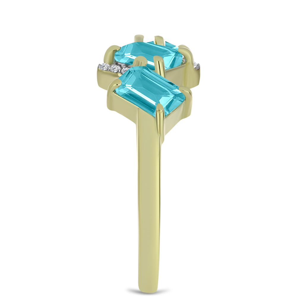 Goldplattierter Silberring mit Paraiba Quarz und weißem Topas