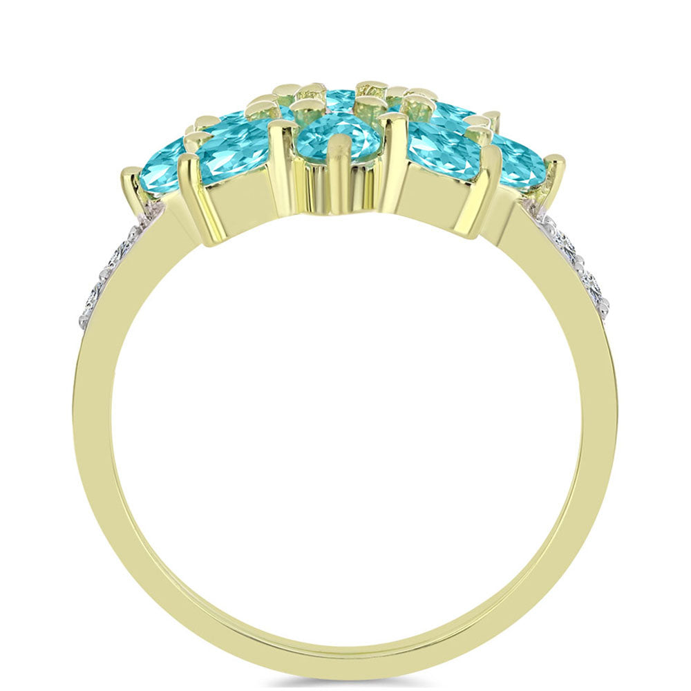 Goldplattierter Silberring mit Paraiba Quarz und weißem Topas