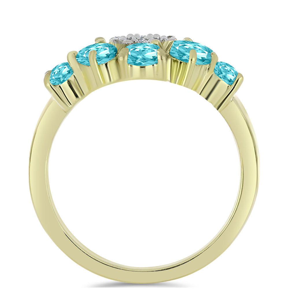 Goldplattierter Silberring mit Paraiba Quarz und weißem Topas