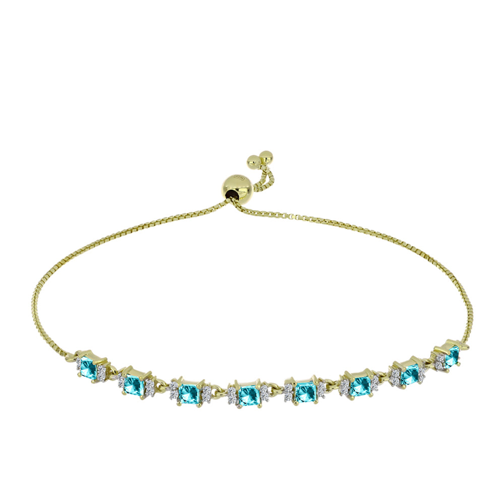 Goldplattiertes Silberarmband mit Paraiba Quarz und weißem Topas