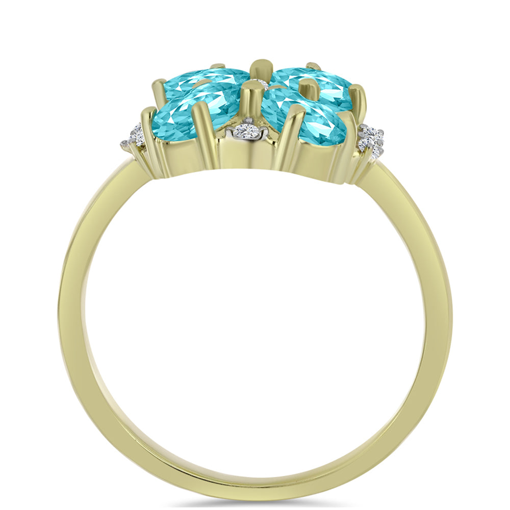 Goldplattierter Silberring mit Paraiba Quarz und weißem Topas