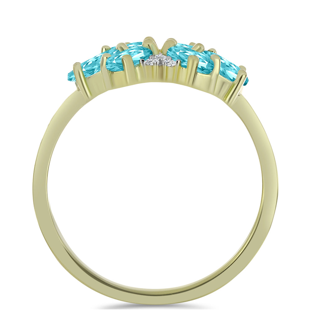 Goldplattierter Silberring mit Paraiba Quarz und weißem Topas