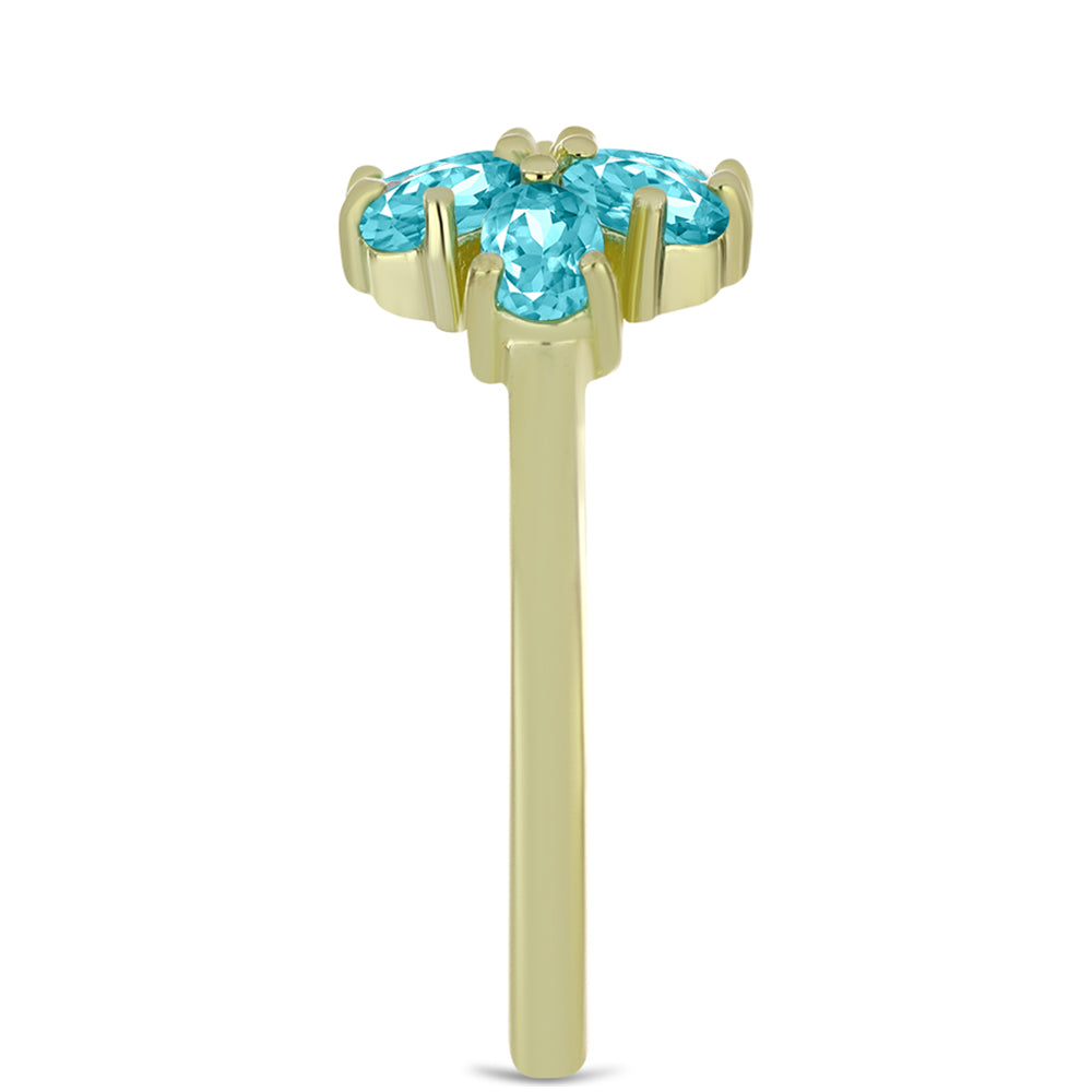 Goldplattierter Silberring mit Paraiba Quarz und weißem Topas