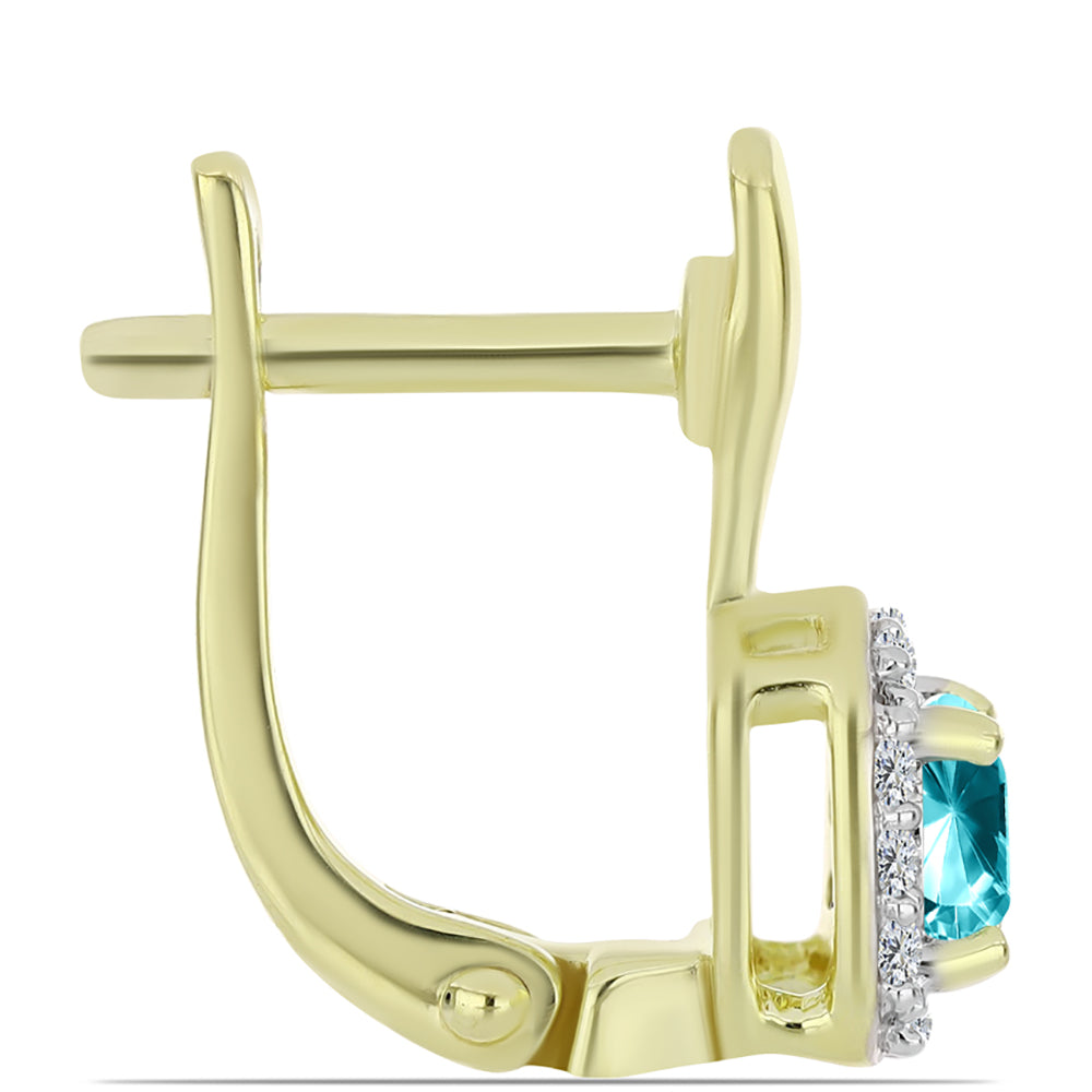 Goldplattierte Silberohrringe mit Paraiba Quarz und weißem Topas