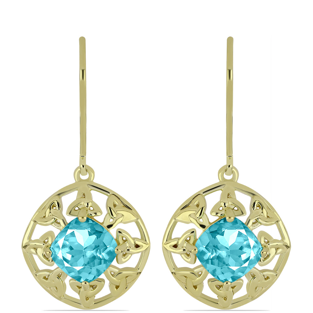 Goldplattierte Silberohrringe mit Paraiba Quarz 1