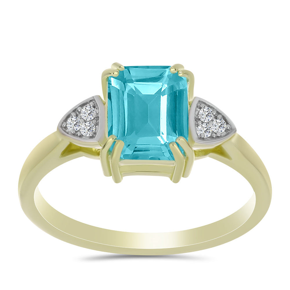 Goldplattierter Silberring mit Paraiba Quarz und weißem Topas