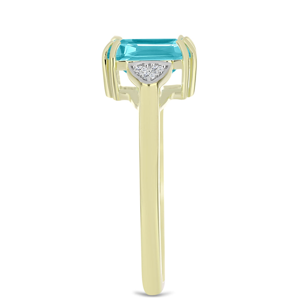 Goldplattierter Silberring mit Paraiba Quarz und weißem Topas