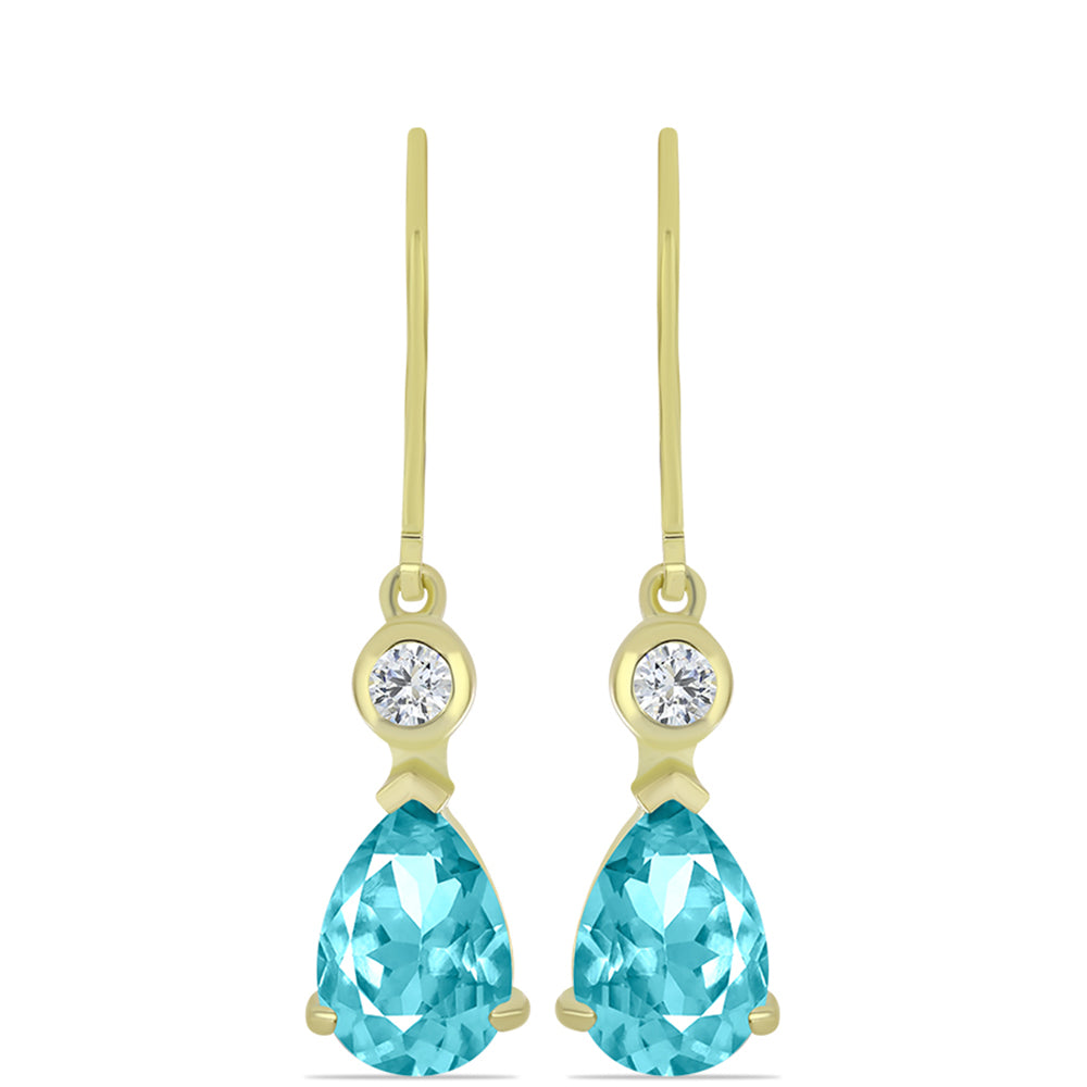 Goldplattierte Silberohrringe mit Paraiba Quarz und weißem Topas
