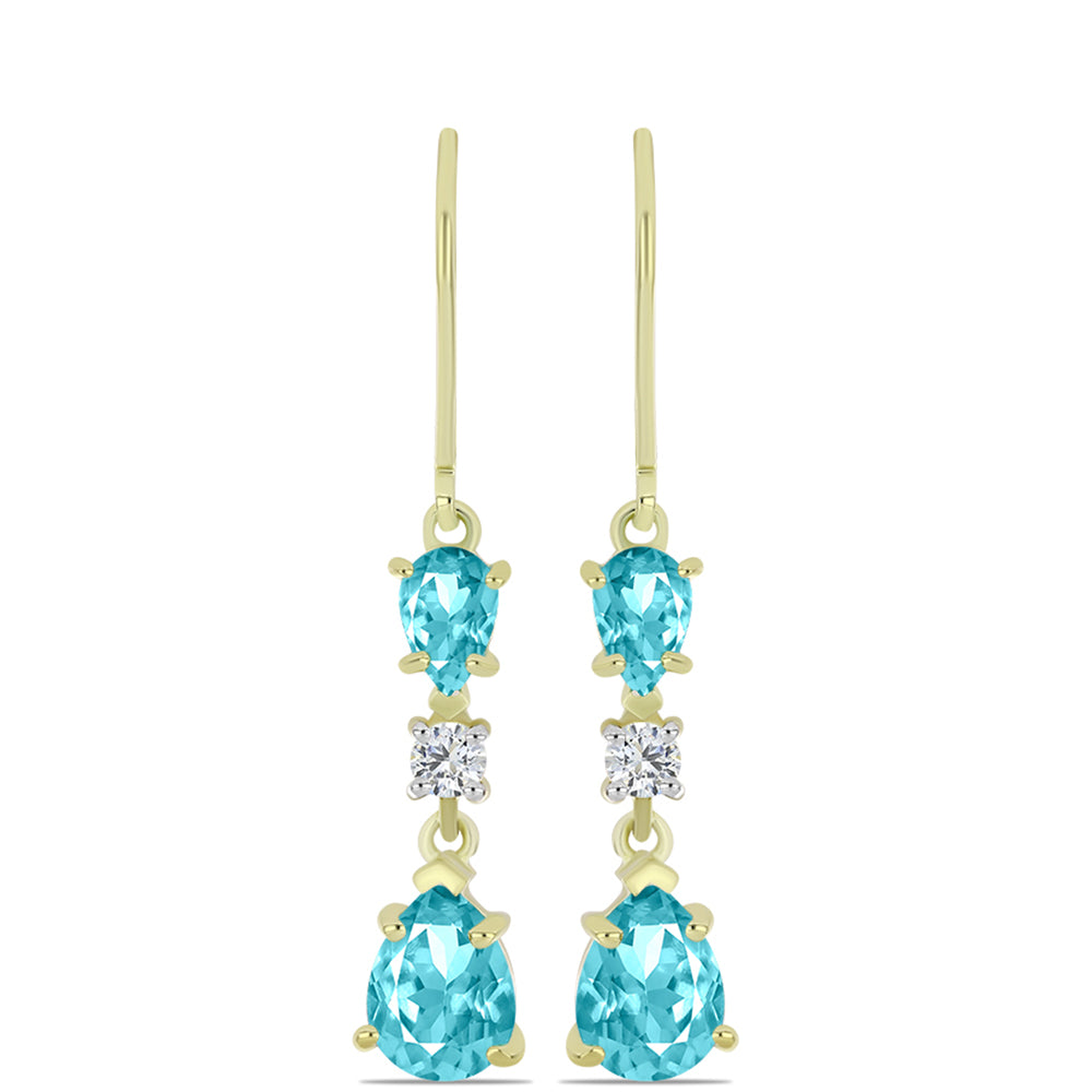Goldplattierte Silberohrringe mit Paraiba Quarz und weißem Topas