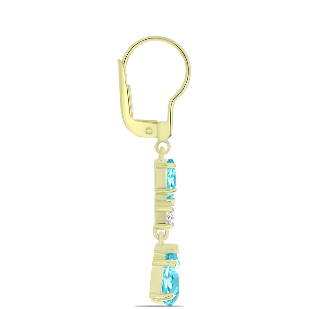 Goldplattierte Silberohrringe mit Paraiba Quarz und weißem Topas