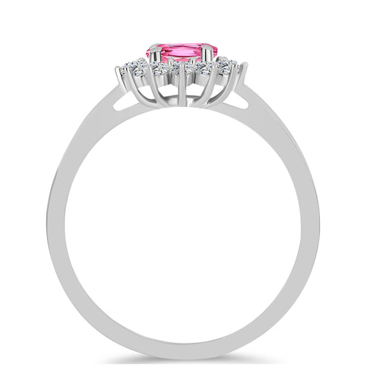 Silberring mit rosafarbenem Turmalin aus Pelmadulla und weißem Topas