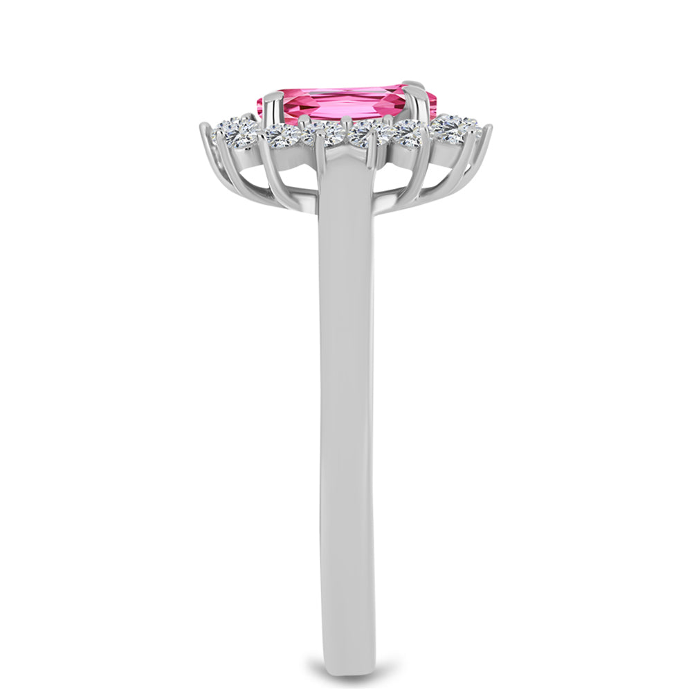 Silberring mit rosafarbenem Turmalin aus Pelmadulla und weißem Topas