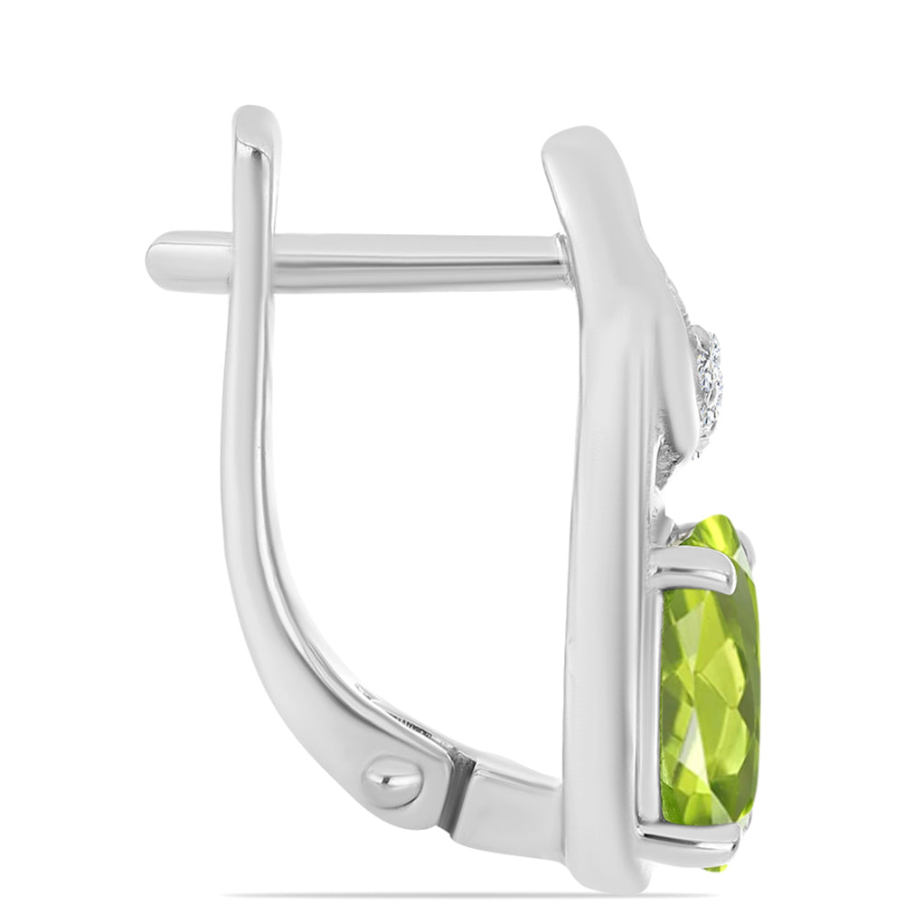 Silberohrringe mit Peridot aus Changbai und weißem Topas