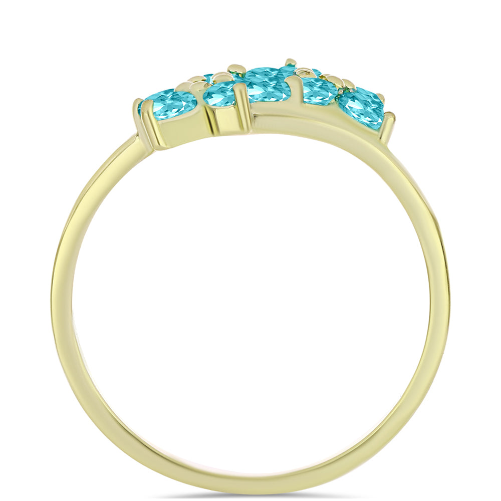 Goldplattierter Silberring mit Paraiba Quarz und weißem Topas