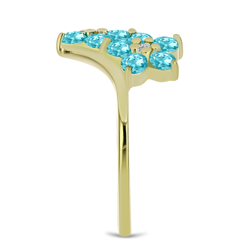 Goldplattierter Silberring mit Paraiba Quarz und weißem Topas