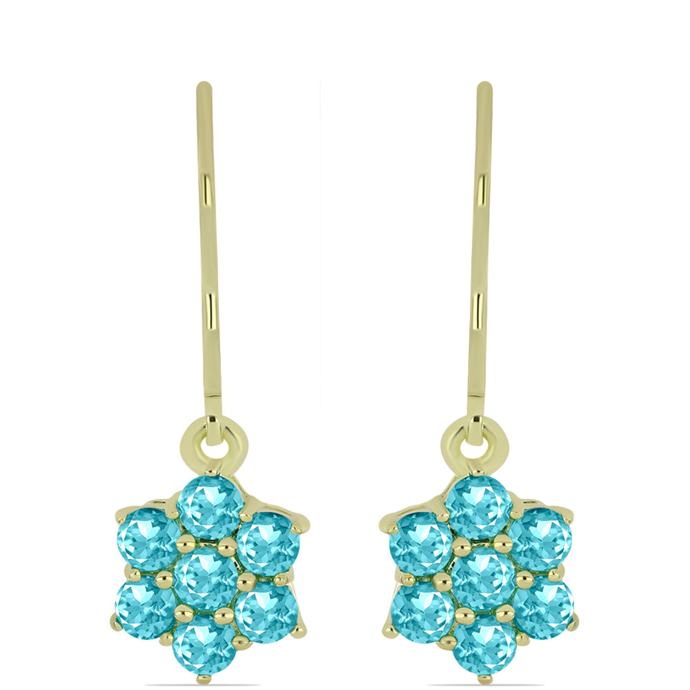 Goldplattierte Silberohrringe mit Paraiba Quarz 1