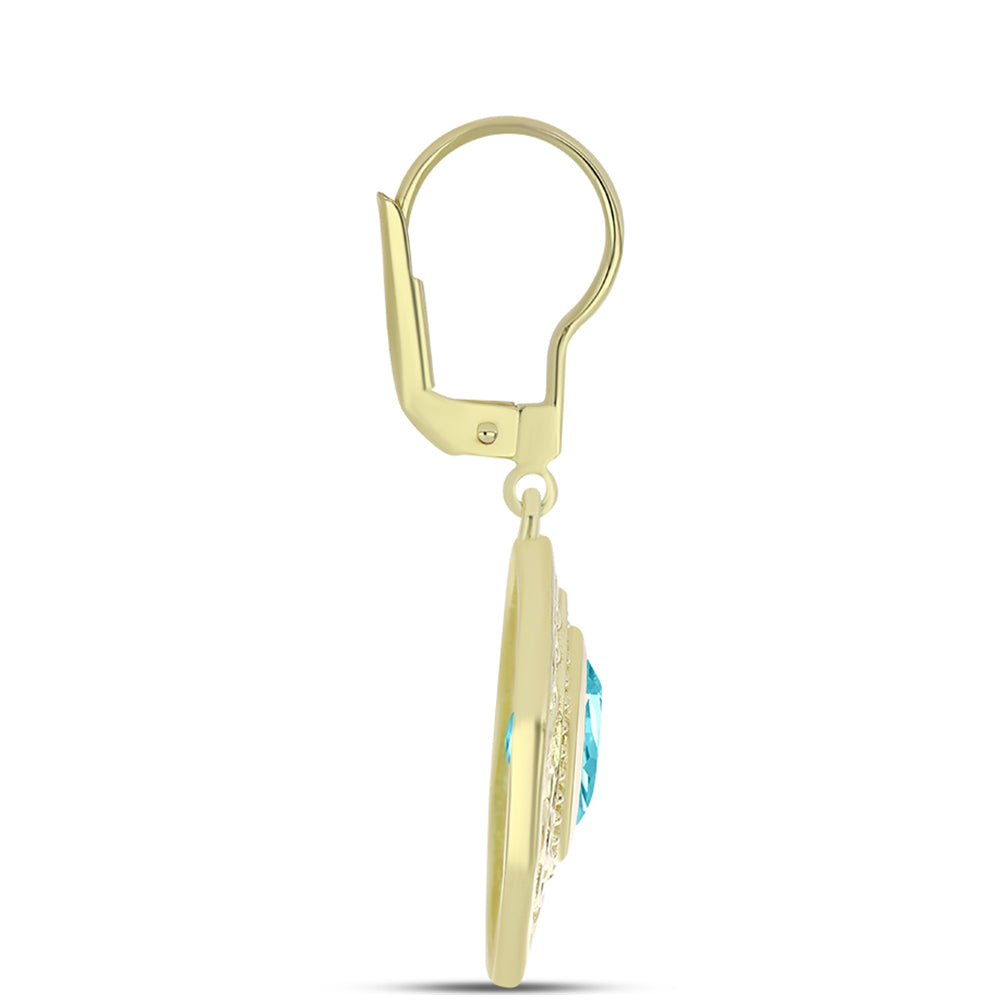 Goldplattierte Silberohrringe mit Paraiba Quarz