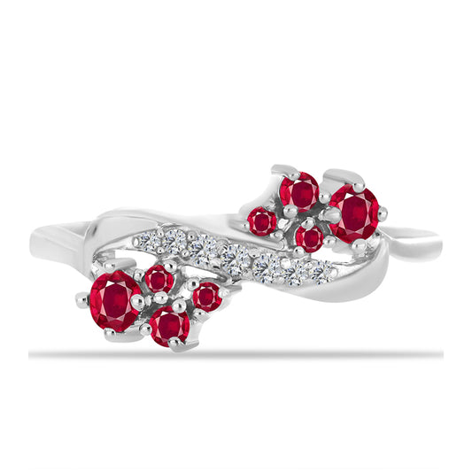 Silberring mit Rubin aus Madagaskar und weißem Topas