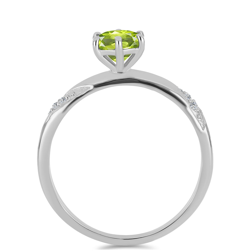 Silberring mit Peridot aus Changbai und weißem Topas