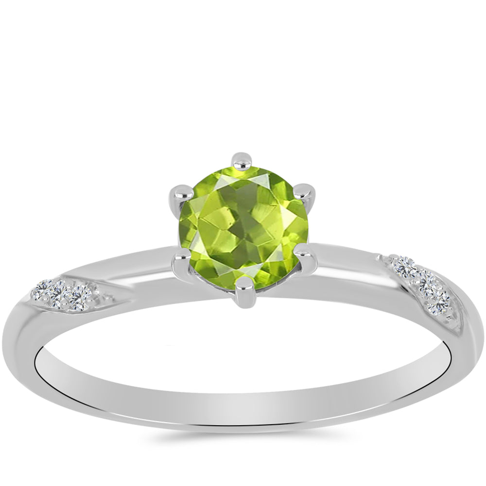Silberring mit Peridot aus Changbai und weißem Topas