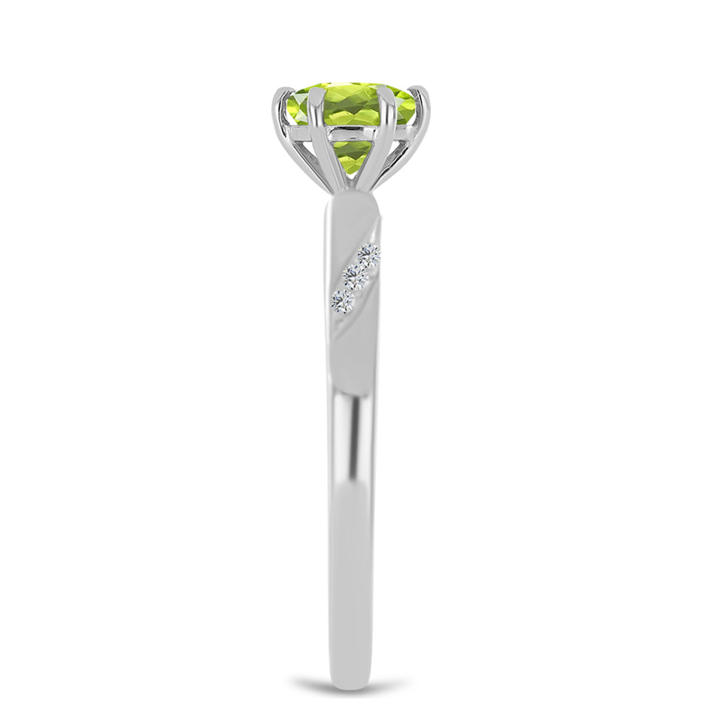Silberring mit Peridot aus Changbai und weißem Topas