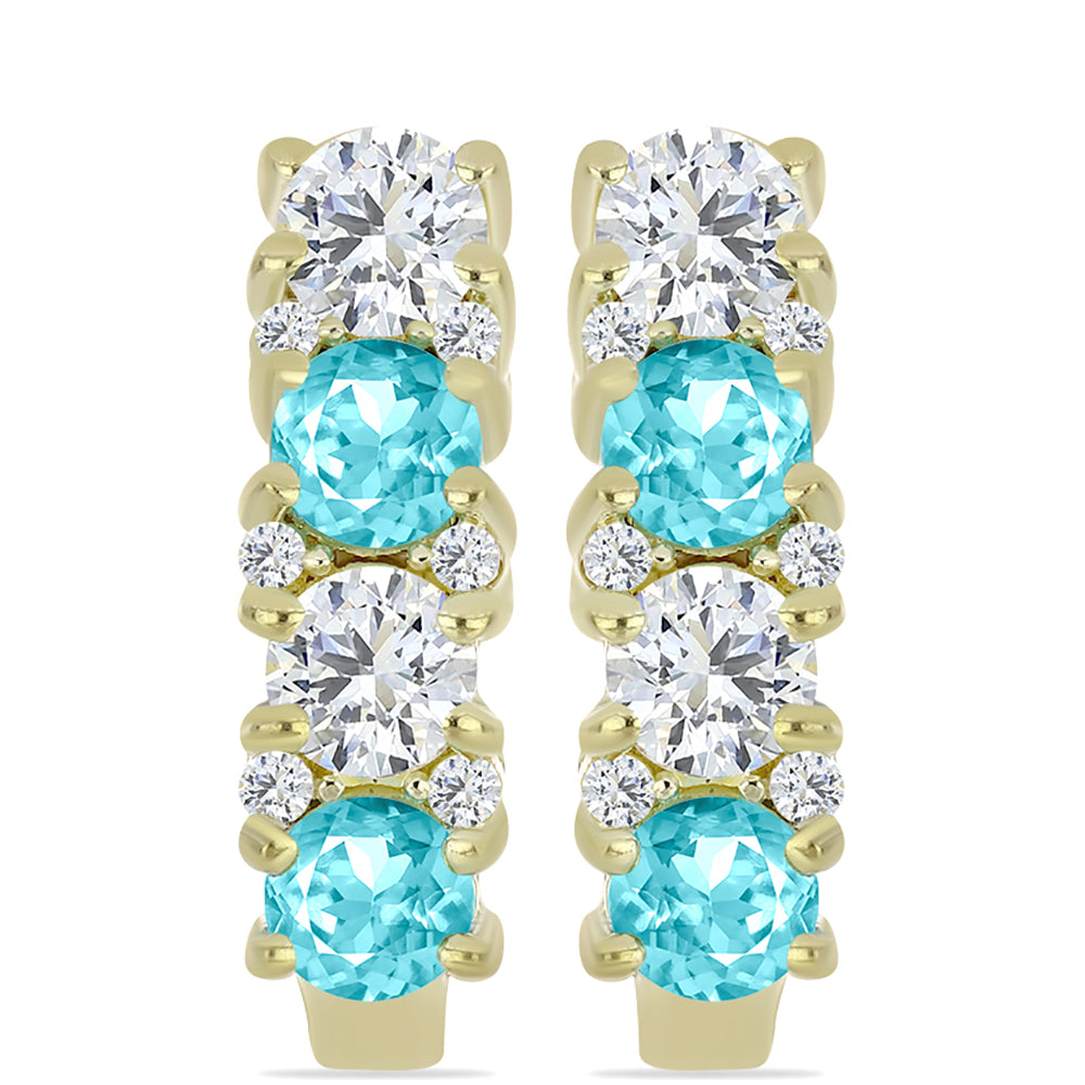 Goldplattierte Silberohrringe mit Paraiba Quarz und weißem Topas