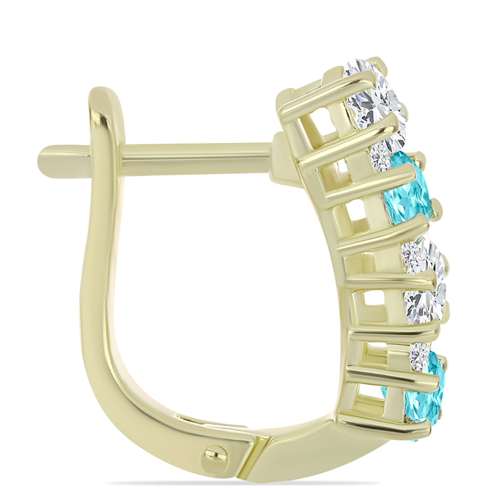 Goldplattierte Silberohrringe mit Paraiba Quarz und weißem Topas