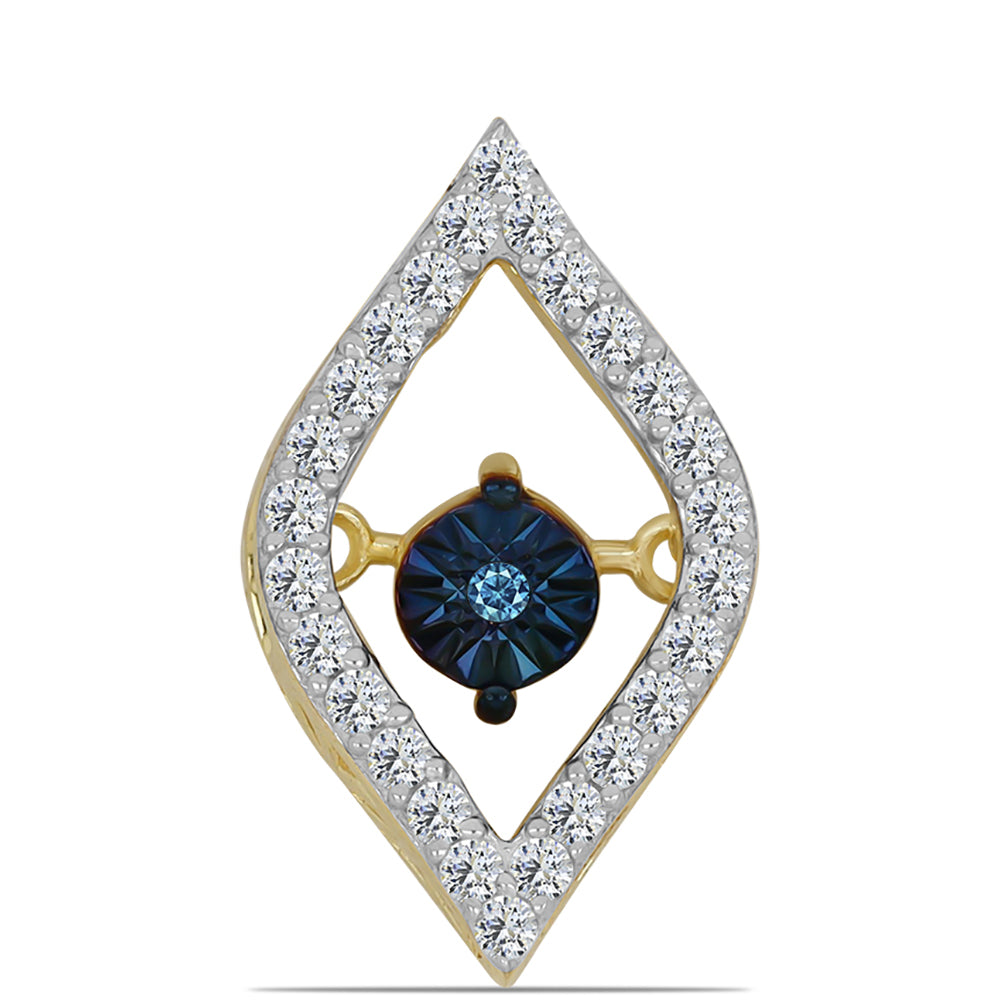 Goldplattierter Silberanhänger mit blauem tanzendem Diamanten und weißem Topas