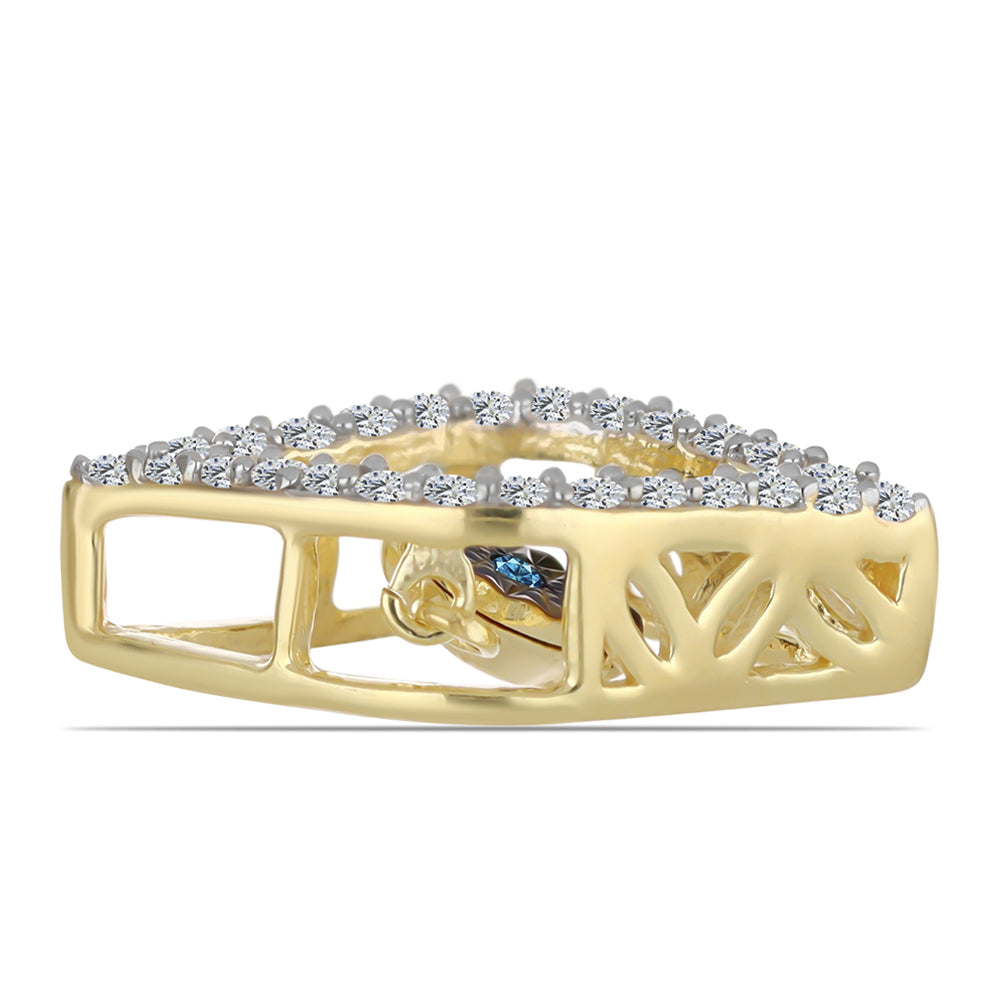Goldplattierter Silberanhänger mit blauem tanzendem Diamanten und weißem Topas
