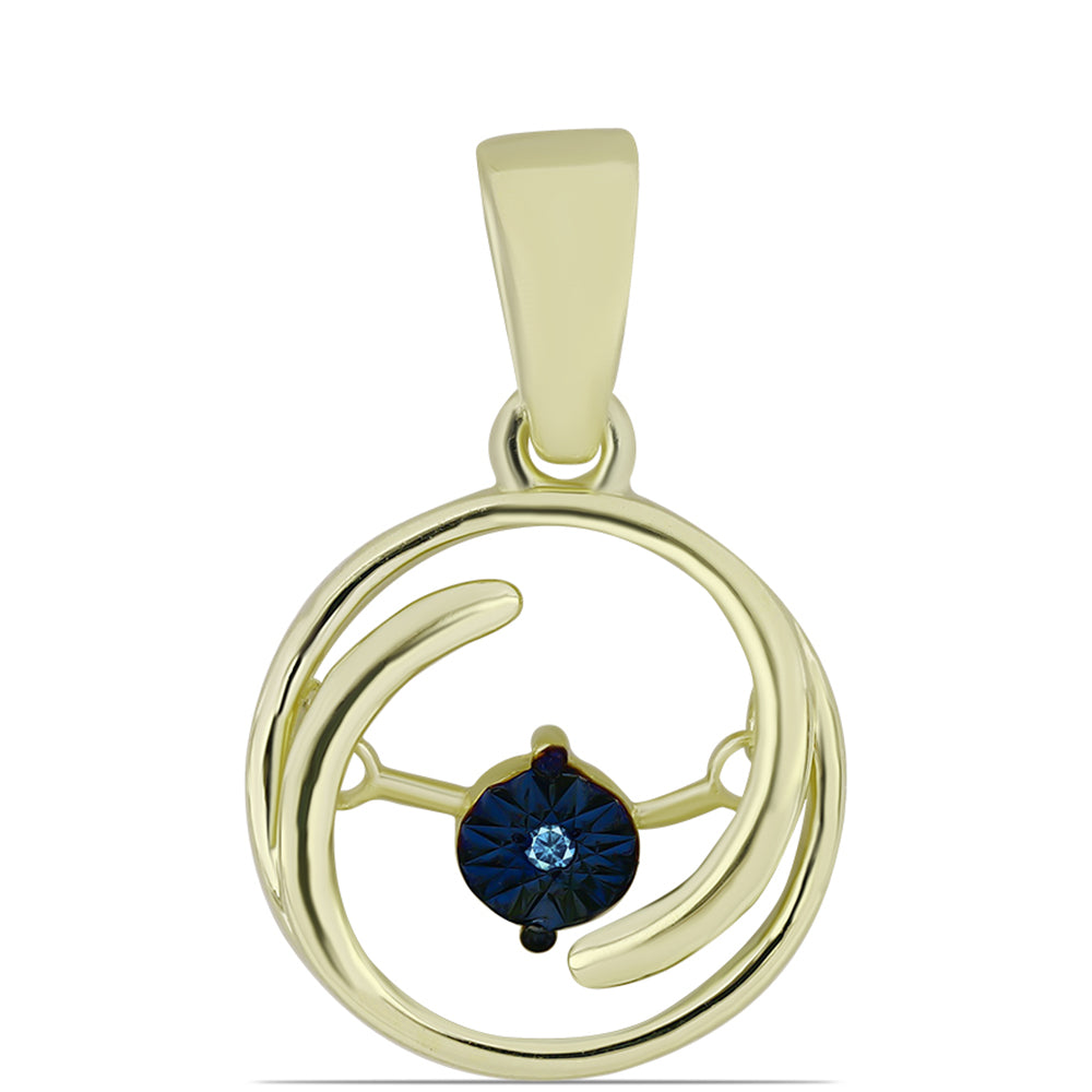 Goldplattierter Silberanhänger mit blauem tanzendem Diamanten