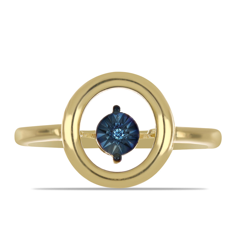 Goldplattierter Silberring mit blauem tanzendem Diamanten