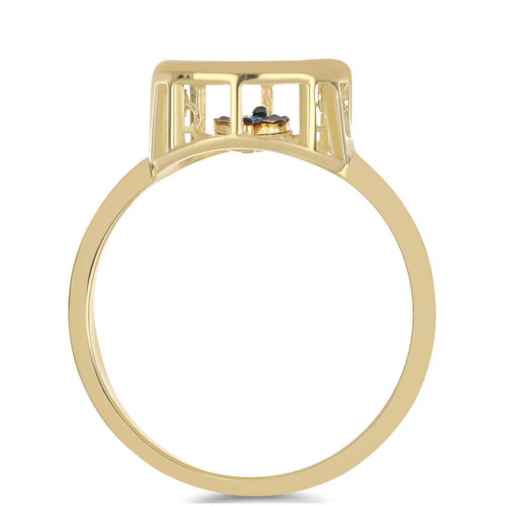 Goldplattierter Silberring mit blauem tanzendem Diamanten