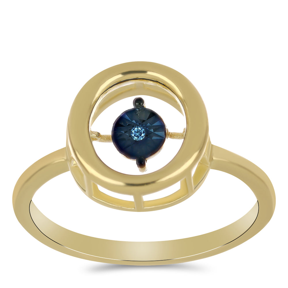 Goldplattierter Silberring mit blauem tanzendem Diamanten