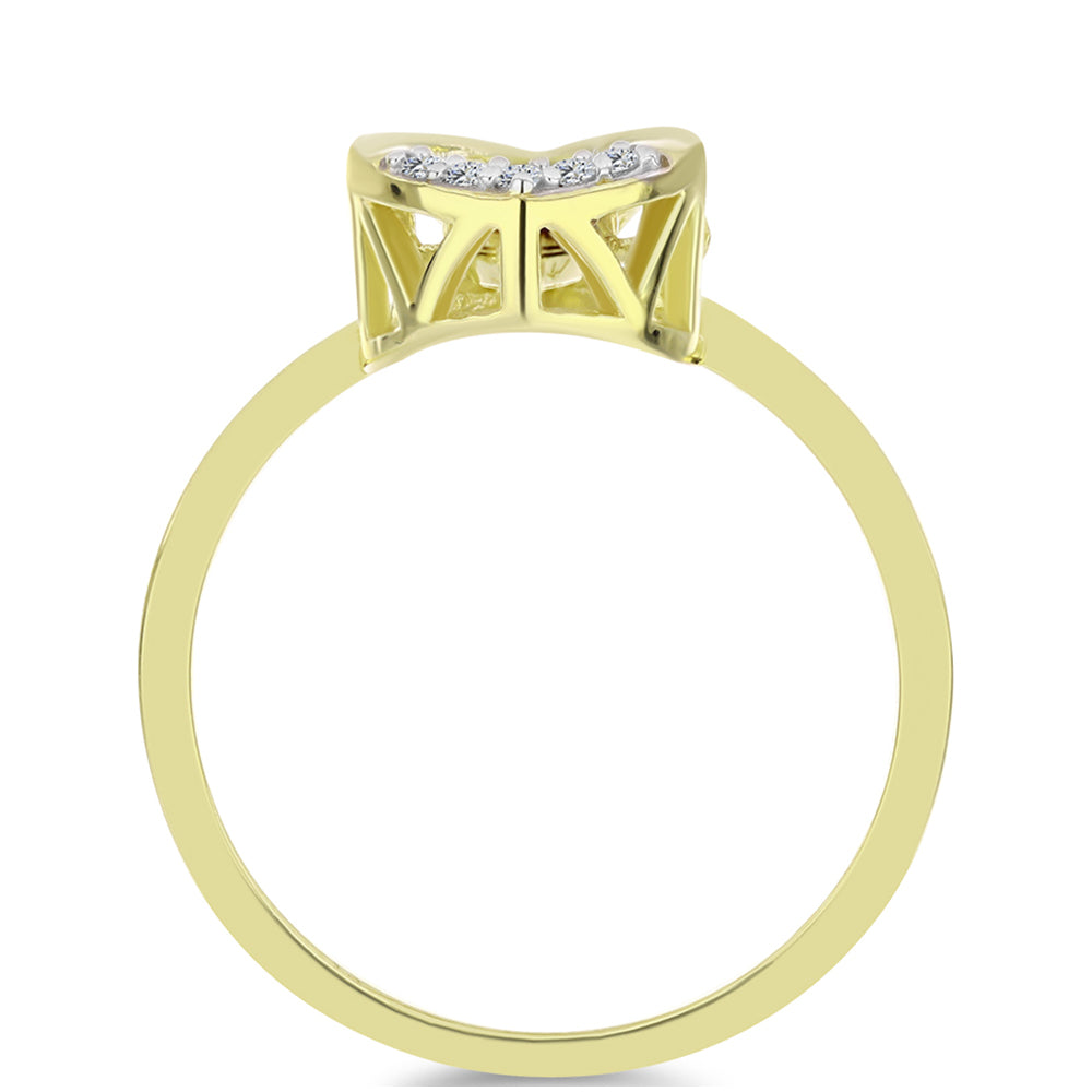 Goldplattierter Silberring mit blauem tanzendem Diamanten und weißem Topas