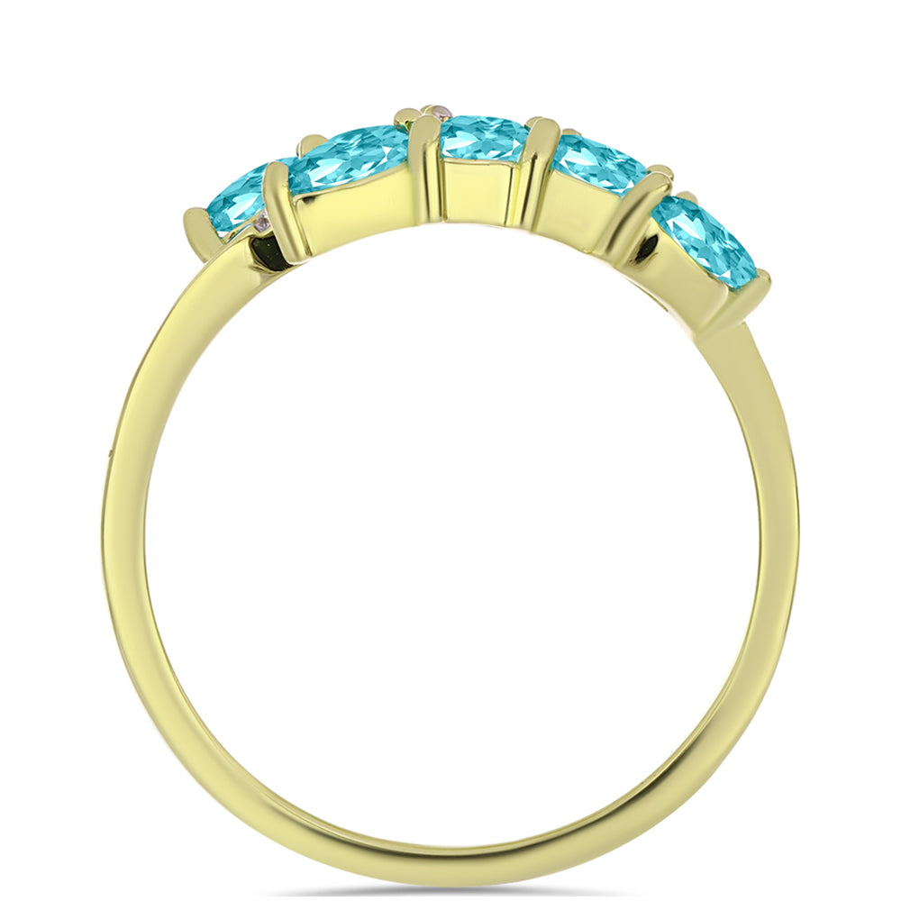 Goldplattierter Silberring mit Paraiba Quarz und weißem Topas